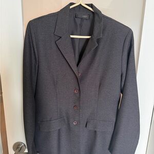 Pariscope Dark Gray Structured Single-Breasted Lightweight Blazer